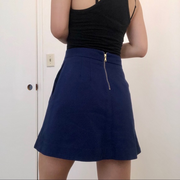Express Royal Blue A-Line Skirt With Pockets - Picture 2 of 4